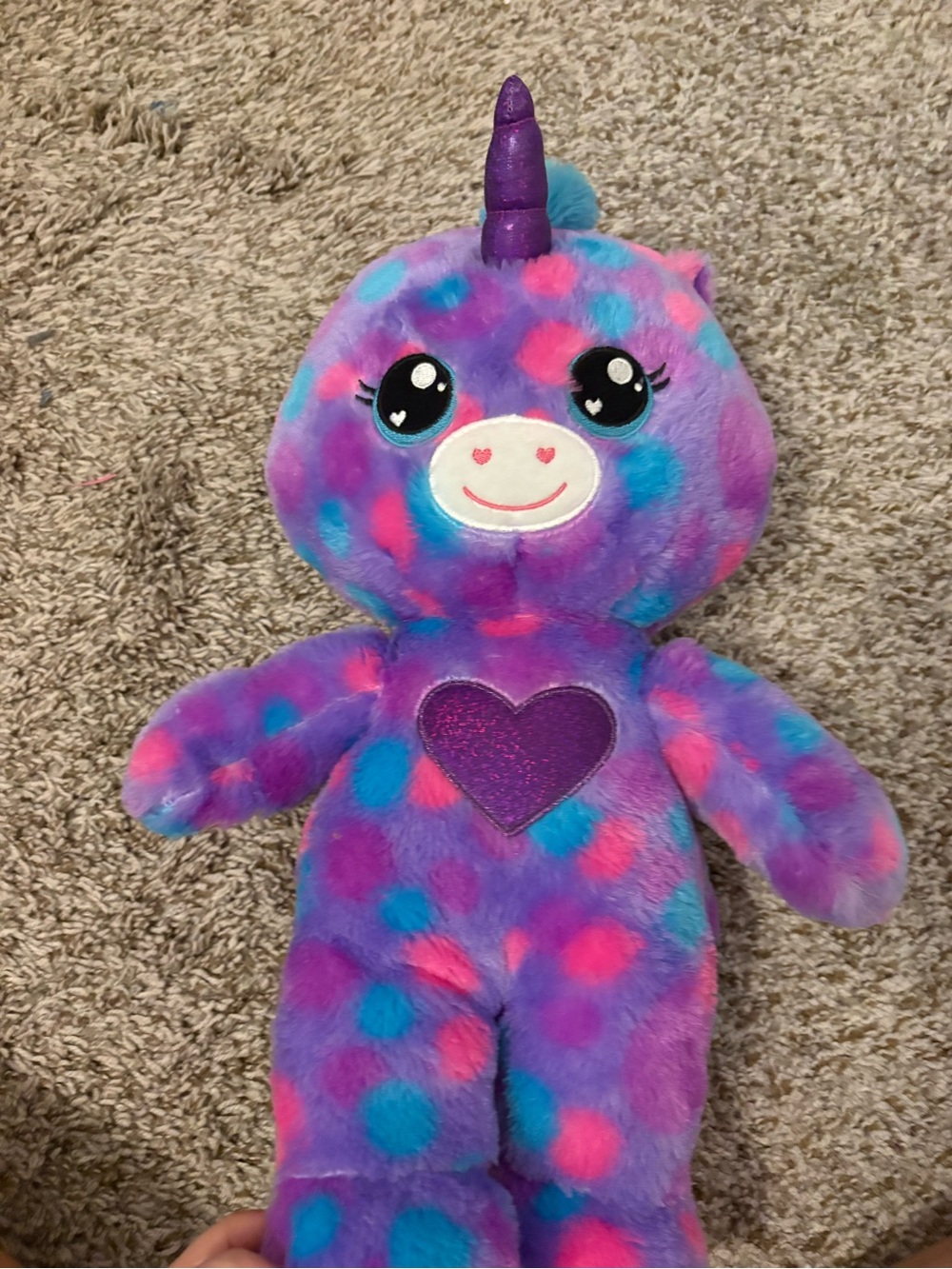 Build-A-Bear Purple Polka-Dot Unicorn Plush with Pink & Blue Accents